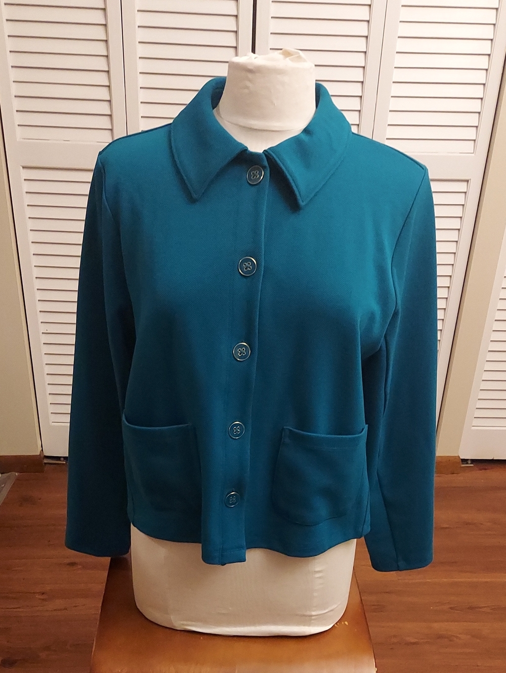 Liz Claiborne Teal Button-Front Blazer Jacket